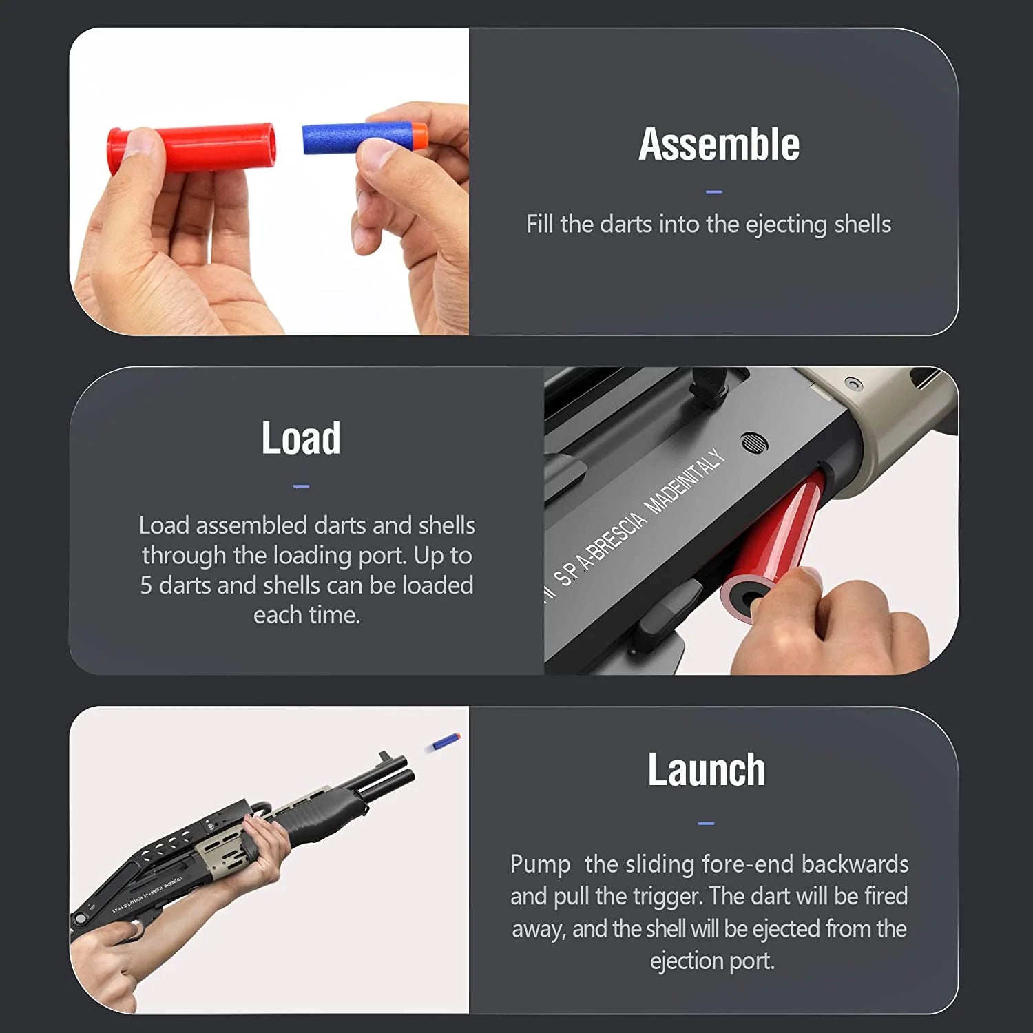 Single Shot Pump Foam Bullet Toy Shotgun SPAS-12